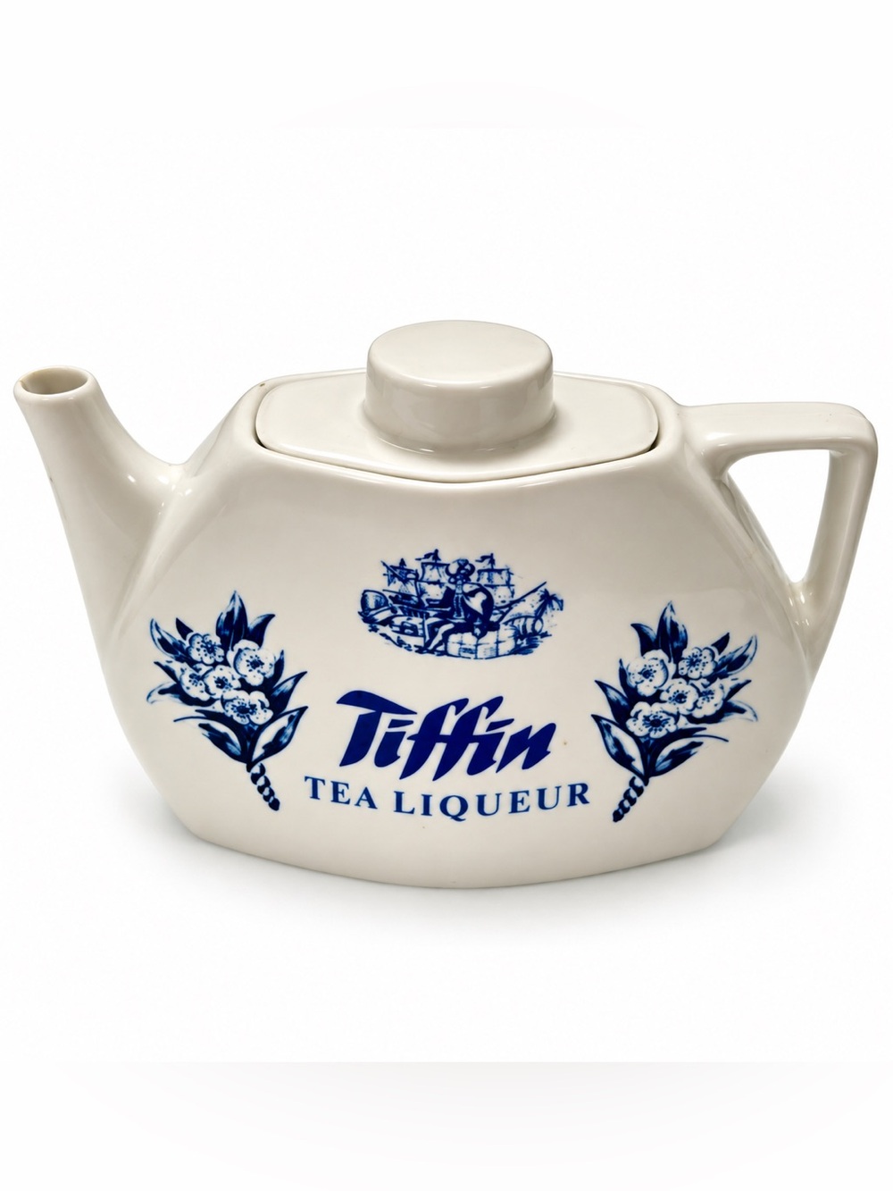 Vintage Tiffin Tea Liqueur Teapot Decanter Germany Blue White Ceramic Home Decor